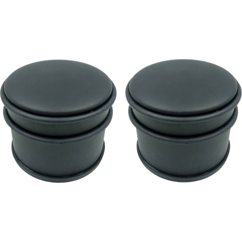 Set van 4x deurstoppers rond mat zwart 10 x 8 cm -