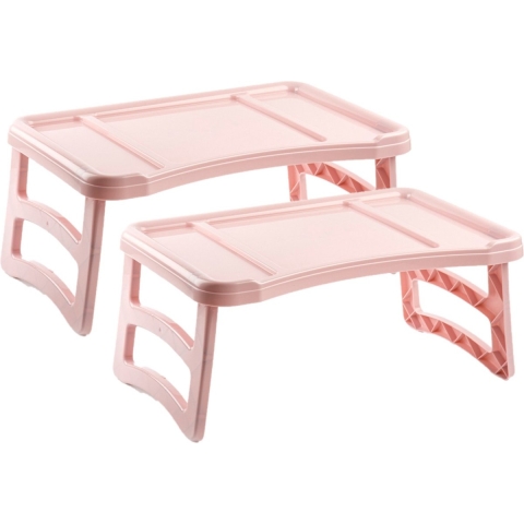 Set van 2x stuks ontbijt op bed dienblad/tafeltje 51 x 33 cm in het oud roze -