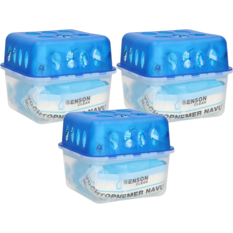 Vochtvanger/vochtopnemer - 3x stuks - 400 ml - 13 x 13 x 12 cm - inclusief navulling -