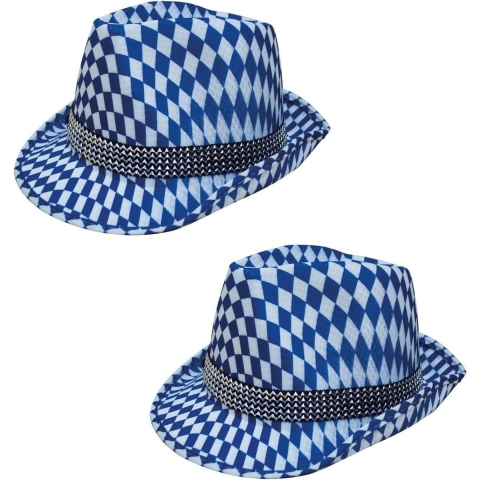Blauw/wit Beieren hoedje voor volwassenen - 4x stuks - Oktoberfest/bierfeest feesthoeden - Alpenhoed -