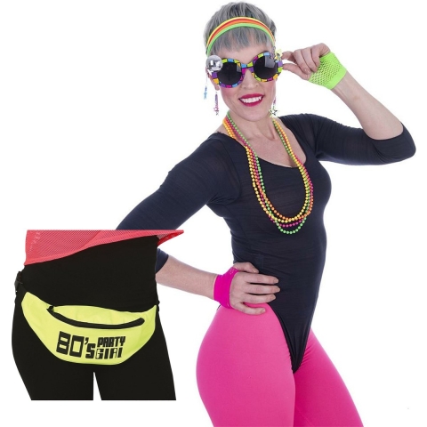 Foute 80s/90s party verkleed set compleet - dames - jaren 80/90 verkleed accessoires -