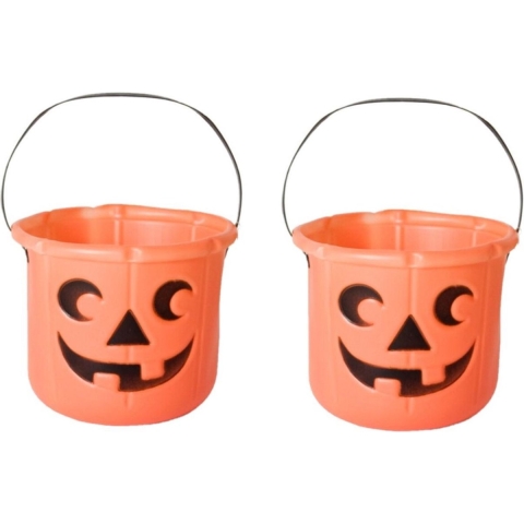 4x stuks pompoen trick or treat snoep emmertjes oranje D14 x H17 cm -
