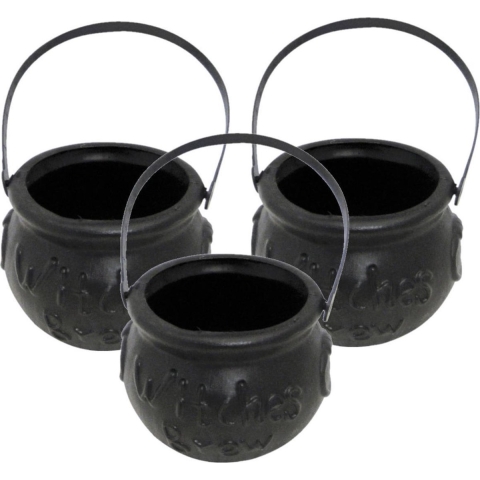 Set van 3x stuks kleine zwarte heksenketel/kookpot 15 cm -