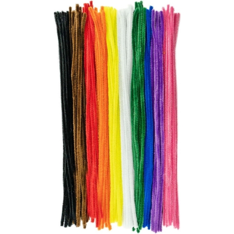 Chenilledraad - 200x - gekleurd - 8 mm x 50 cm - hobby/knutsel materialen -