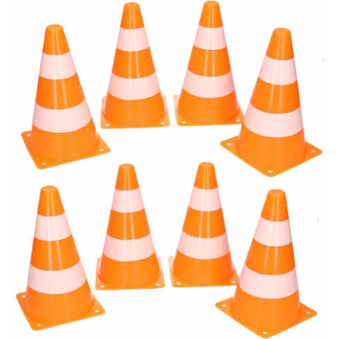 Sport pionnen - 8x stuks - sport en spel kegels - oranje - 26 cm - veldsporten -