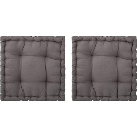 Atmosphera Vloerkussen Square - 2x - grijs - katoen - 40 x 40 x 8 cm - Extra dik grond zitkussen -