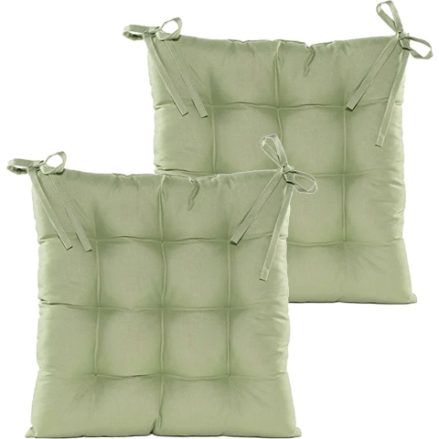 Stoelkussen gewatteerd - 2x - mint groen - 38 x 38 cm - binnen/buiten -