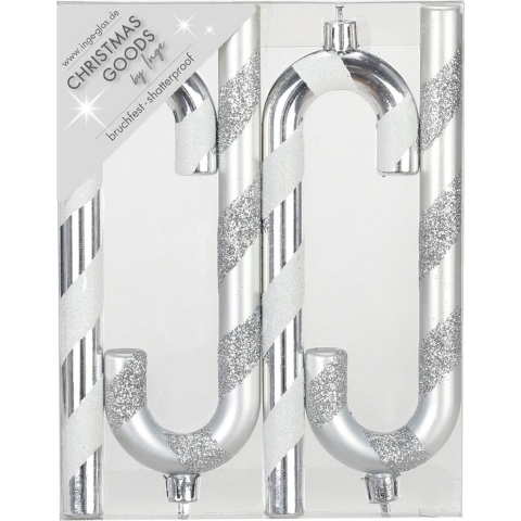 12x Kersthangers figuurtjes zuurstokken zilver 14 cm -