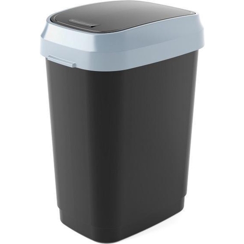 Kis Dual Swing Bin Prullenbak - 20L - 26x37x47,5cm - Zwart/Grijs
