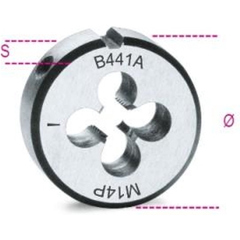 Beta Snijplaten, fijne spoed, metrische draad verchroomd staal 441A 10X1,25 - 004410102