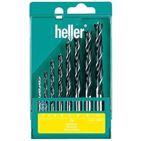 Heller Set CV-houtspiraalboren | 8 delig | d. 3, 4, 5, 6, 7, 8, 9, 10 mm | chroom-vanadiumstaal | 1 stuk - 18736 - 18736
