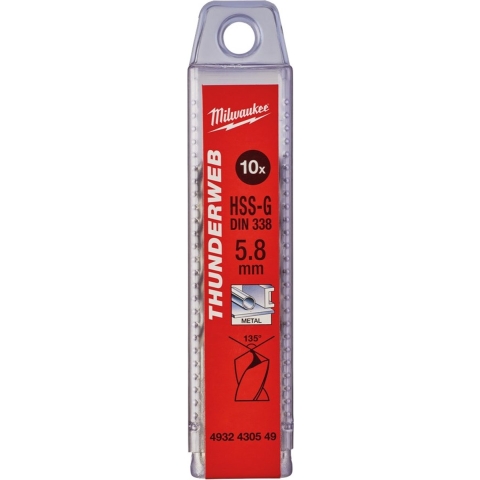 Milwaukee Accessoires Thunderweb HSS-G metaalboor 5,8 x 93 x 57 mm (10 stuks) - 4932430549