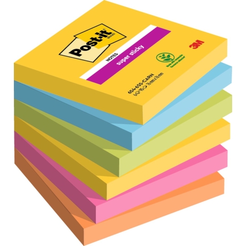 Post-it Plaknotitie 6546SR 76 mm x 76 mm Neon-groen, Ultrablauw, Ultra-geel, Ultra-roze, Neon-oranje 540 vellen