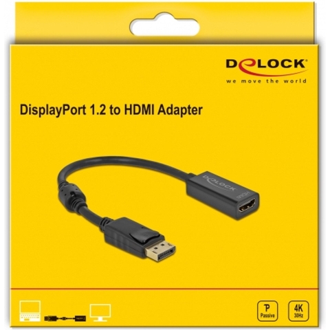 Delock 63559 DisplayPort / HDMI Adapter [1x DisplayPort stekker - 1x HDMI-bus] Zwart 0.20 m