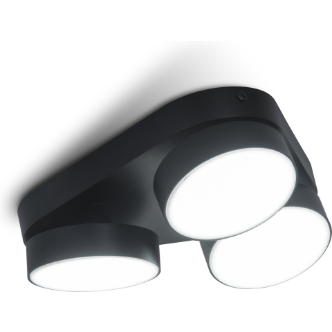 Lutec Stanos - Opbouwspot 3L - Slimme Verlichting - Lutec Connect - 22 X 22 X 5,5 Cm - 20,4W LED Incl. - Dimfunctie Via App - 2700K-6500K - Zwart