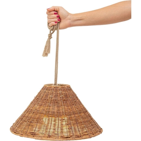New Garden Calobra - Hanglamp Met Oplaadbare Lichtbron En Afstandsbediening - 9W Dimbare LED Incl. - Ø38 X 318 Cm - IP54 - Bruin