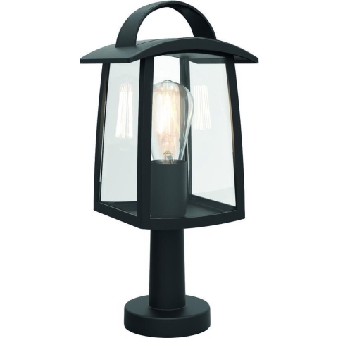 Lutec Kelsey - Sokkelverlichting 17 X 15 X 40 Cm - IP44 - Transparant Glas - Zwart