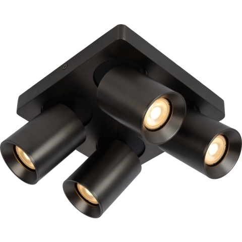 Lucide Nigel - Opbouwspot - 20 X 20 X 11,5 Cm - 4 X 5W Dimbare LED Incl. - Dim To Warm - Zwart Staal
