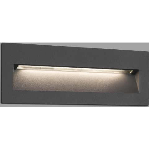 Faro Nat - Inbouw Wandverlichting - 22,5 X 7,3 X 7,5 Cm - 8W LED Incl. - IP65 - Donkergrijs
