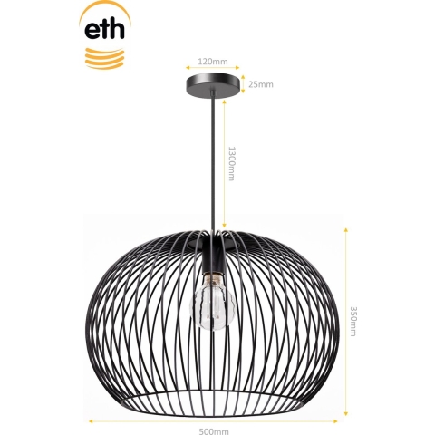 ETH Wire 2.0 - Hanglamp - Ø 50 X 35 Cm - Zwart