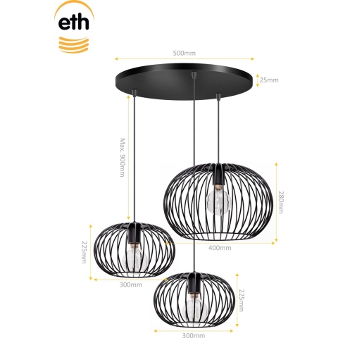 ETH Wire 2.0 - Hanglamp - Ø 65 X 120 Cm - Zwart