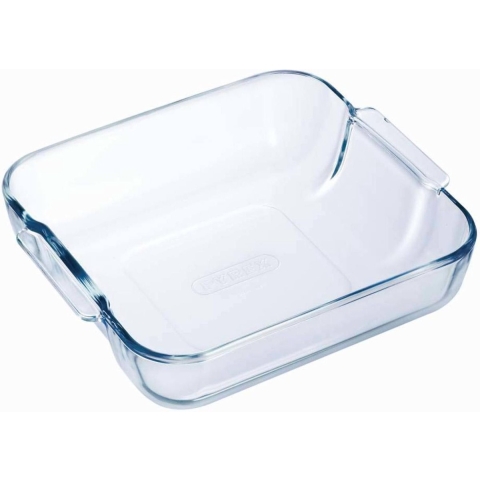 Pyrex vierkante glazen ovenschaal - 2 liter - 21 x 21 x 6,5 cm - Ovenschotel schalen - Bakvorm -