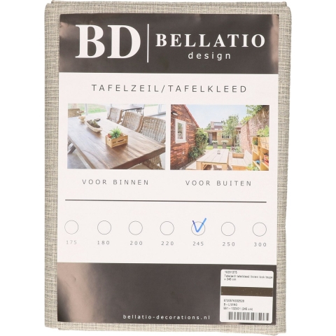 Bellatio design Tafelzeil - taupe - linnen look - 140 x 245 cm - Tuintafelkleed -