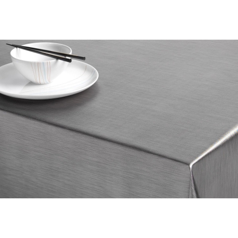 Bellatio Design Tafelkleed - grijs - metallic look - 140 x 250 cm -