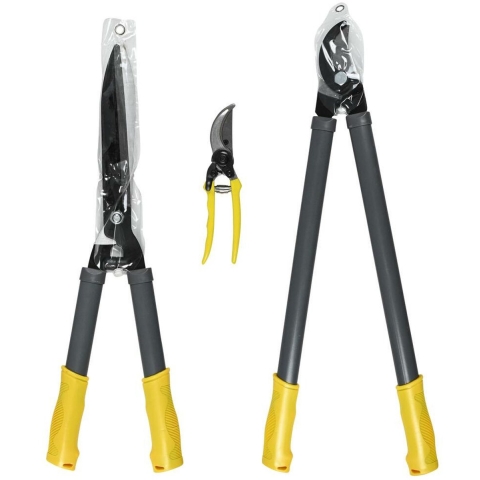 Snoeischaren - set 3-dlg - staal - Takkenschaar / Heggenschaar -