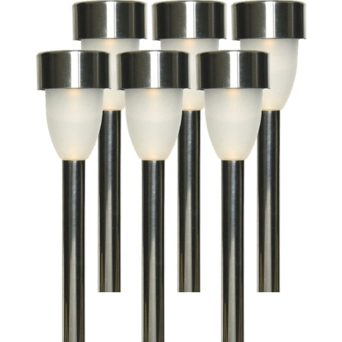6x Buiten/tuin LED RVS stekers Nova solar verlichting 26 cm -