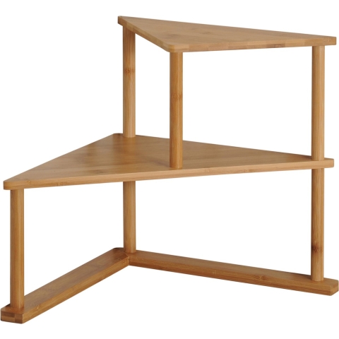 Keuken aanrecht hoek etagiere - 2 niveaus - bamboe - rekje/organizer - 52 x 30 x 39 cm - lichtbruin -
