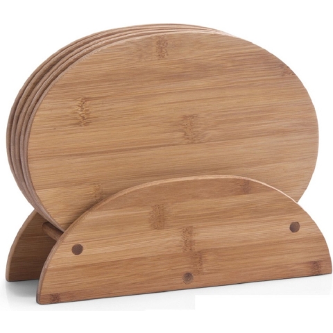 Zeller broodplankjes/ontbijtplankjes - bamboe hout - 6x stuks - 24 x 18 cm - ovaal - snijplanken -