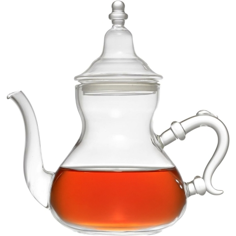 Home Deco Factory Theepot Marrakesh - Glas - met deksel - transparant - 800 ml - 13 x 23 cm -