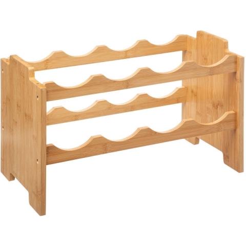 5Five Stapelbaar bamboe flessenrek/wijnrek voor 8 flessen - 46 x 24,5 x 29,5 cm - Wijnfles houder -