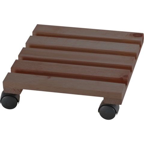 1x Planten trolleys/multirollers donkerbruin vierkant 30 x 30 cm voor harde vloeren -