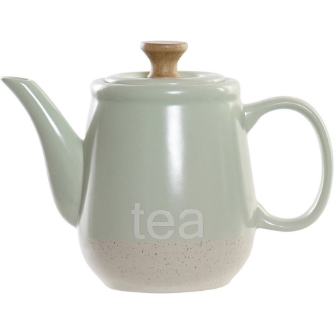 Items Kitchen Theepot Ceylon - keramiek - 1000 ml - groen/beige -