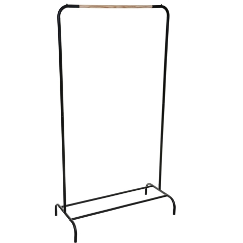 Kledingrek Artemis met enkele hang stang - metaal - zwart/naturel - 82 x 40 x 151 cm -