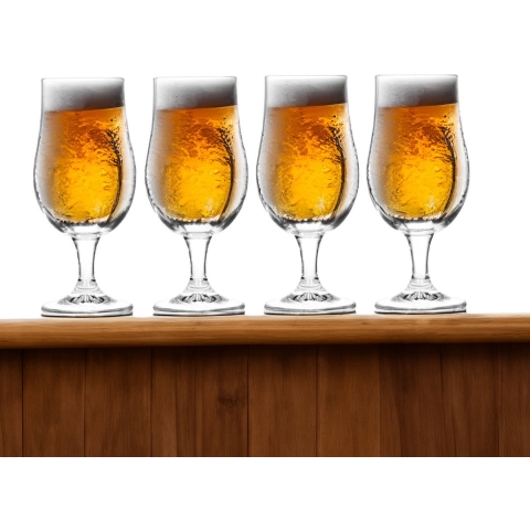 Bierglazen op voet - 8x stuks - glas - 370 ml - speciaal bier - bierglas -