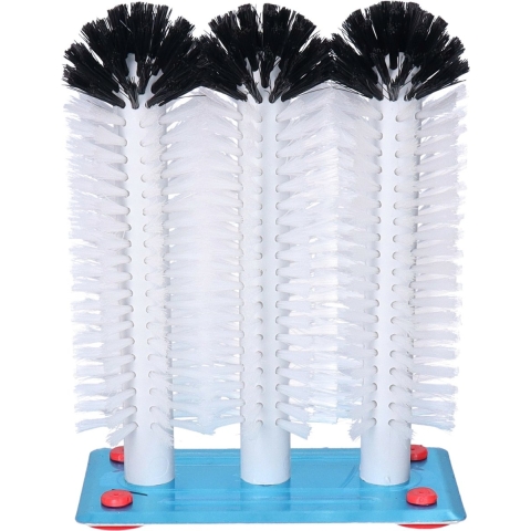 Buemag Spoelborstels voor glazen - 19 x 24 x 10 cm - zilver - 3 borstels - professionele borstels -