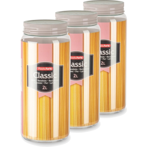 Set van 4x stuks kunststof keuken voorraadpot/weckpot taupe 2 liter met deksel -