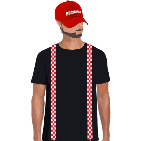 Brabant thema kleur carnaval verkleedset pet en bretels -