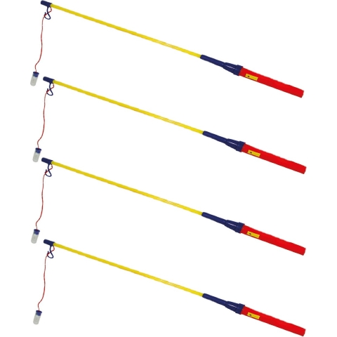Lampionstokjes - 6x - rood/blauw/geel - met lichtje - 50 cm -