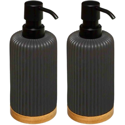 2x Stuks Zeeppompjes/zeepdispensers van kunststeen - antraciet - 270 ml -