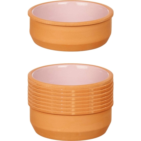 Set 12x tapas/creme brulee serveer schaaltjes terracotta/roze 12x4 cm -