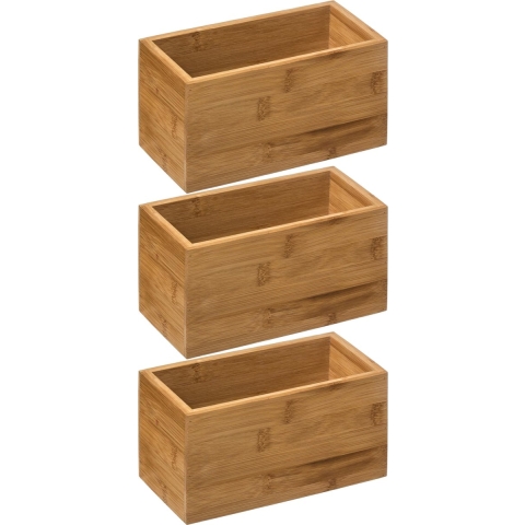 5Five Opberg/sorteer/lade verdelers bakjes - 3x stuks - bamboe hout - 18 x 9 x 9.5 cm -