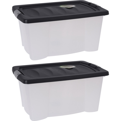 2x Stuks Opbergdozen/organizers met deksel - kunststof - 13 Liter -