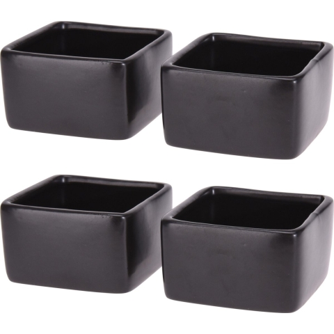 8x stuks tapas schaaltjes - porselein - mat zwart -