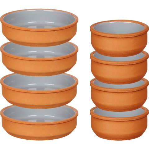 Set 10x tapas/creme brulee schaaltjes - terra/grijs - 6x 8 cm/4x 16 cm -