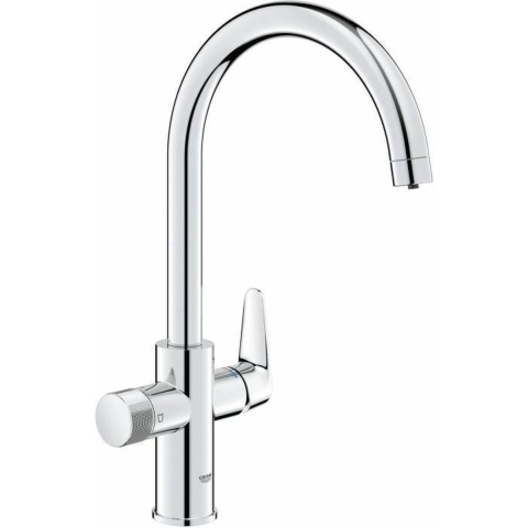 Keukenfilterkraan - Chroom - Waterfiltratie - Hoge C-vormige uitloop - 150° draaibaar - GROHE Blu...