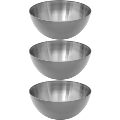 Set van 3x stuks - Slakom/serveer schaaltjes - rvs metaal - D24 cm -